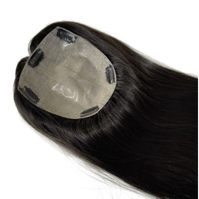 Color 1B 15x16 (45cm long) Crown topper. Full silk base,100% Indian remy human hair