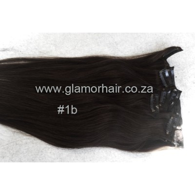 SALE Color 1b 40cm (16") XXL 7pc clip in - Brazilian remy human hair