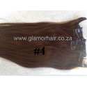 SALE straight Color 4 40cm (16") XXL 7pc clip in - Brazilian remy human hair