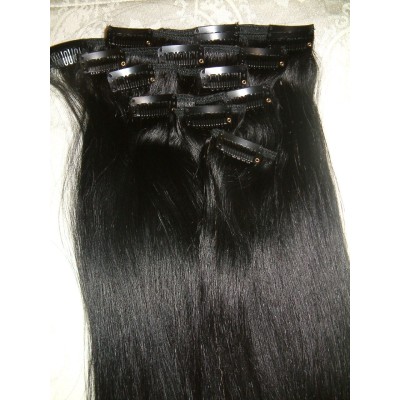 SALE straight Color 1 50cm XXL 7pc clip in - Brazilian remy human hair