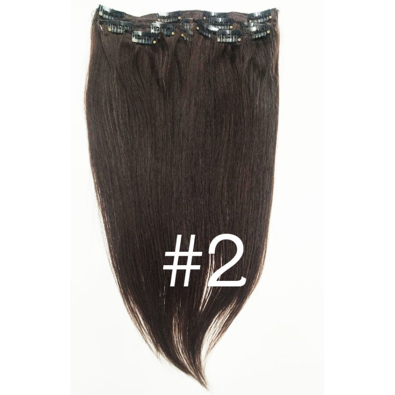 SALE straight Color 2 40cm (16") XXL 7pc clip in - Brazilian remy human hair