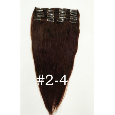 SALE straight Color 2-4 40cm (16") XXL 7pc clip in - Brazilian remy human hair