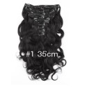 SALE Wavy color 1 35cm (14") XXL 7pc clip in -  100% Brazilian remy human hair