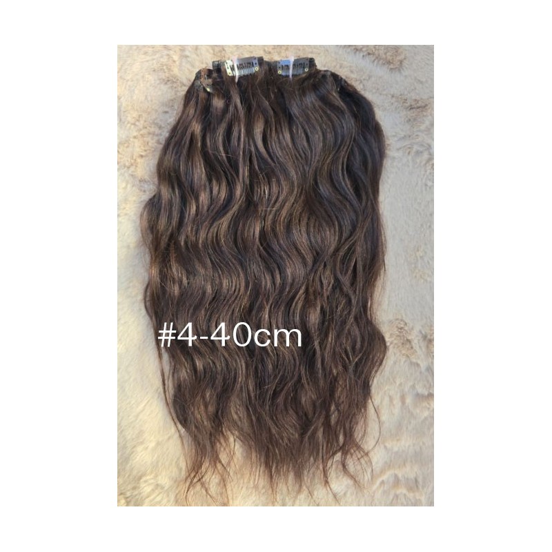 SALE Wavy color 4 40cm (16") XXL 7pc clip in -  100% Brazilian remy human hair