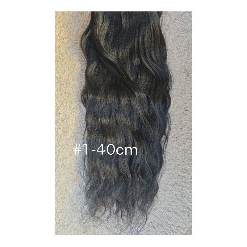 SALE Wavy color 1 40cm (16") XXL 7pc clip in -  100% Brazilian remy human hair