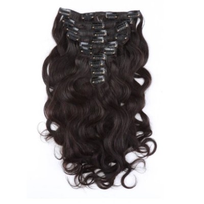 SALE Wavy color 1B 35cm (14") XXL 7pc clip in -  100% Brazilian remy human hair