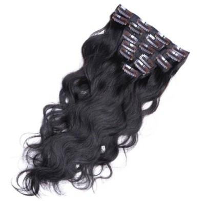 SALE Wavy color 1B 45cm (18") XXL 7pc clip in -  100% Brazilian remy human hair