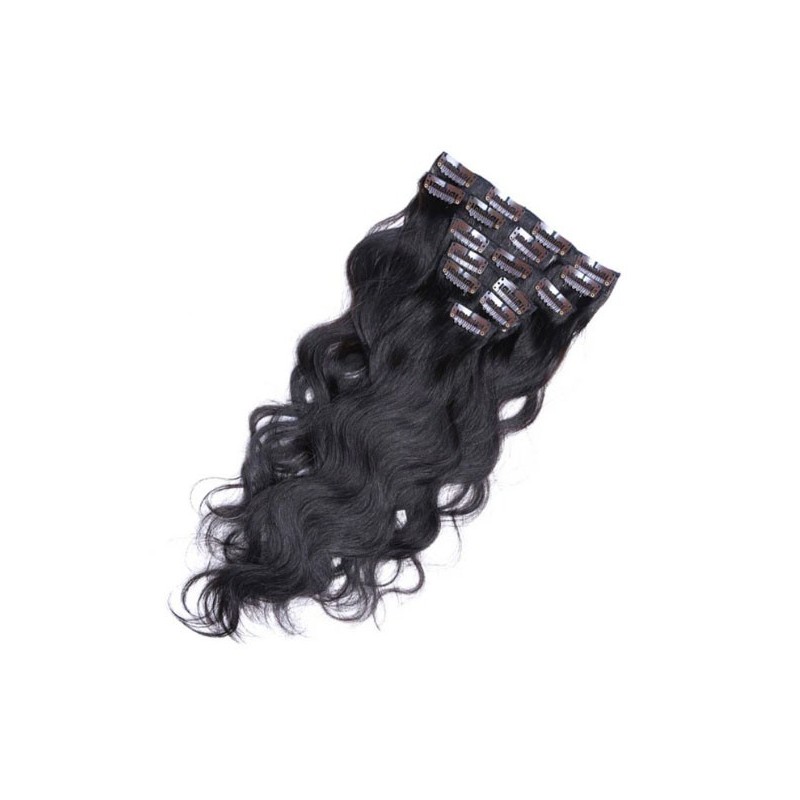 SALE Wavy color 1B 45cm (18") XXL 7pc clip in -  100% Brazilian remy human hair