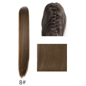 *8 Light natural brown, Straight, Claw clip synthetic ponytail