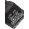 Color 1 50cm Jet black Seamless clip in hair extensions Indian remy human hair 135g set 7pc