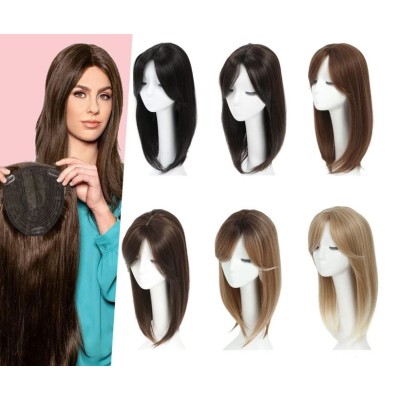 Color 2c Synthetic hair mid parting clip on crown topper