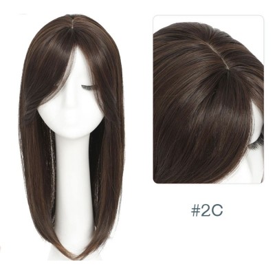 Color 2c Synthetic hair mid parting clip on crown topper