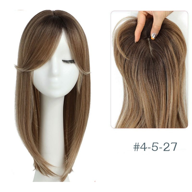 Color 4-5-27 Synthetic hair mid parting clip on crown topper