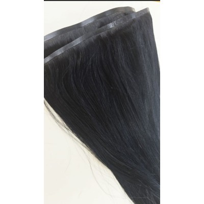 Color 1 60cm Jet black Seamless clip in hair extensions Indian remy human hair 135g set 7pc