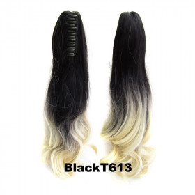 *1b-613 Black to platinum, Ombre, Body wave, Claw clip synthetic ponytail