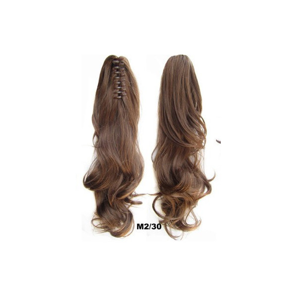 *2-30 Warm brown mix, Wavy, Claw clip synthetic ponytail