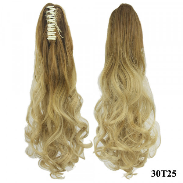 *30t25 Golden brown blonde ombre, Body wave, Claw clip synthetic ponytail