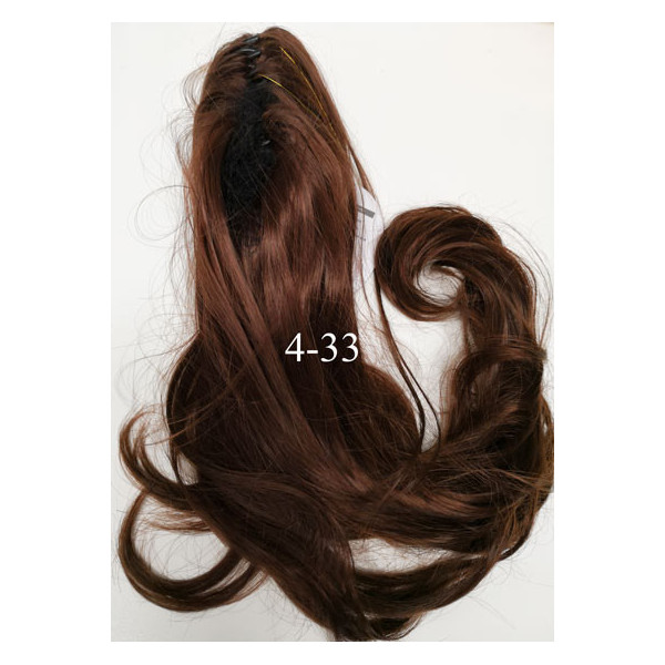 *4-33 Warm b own, Body wave, Claw clip synthetic ponytail