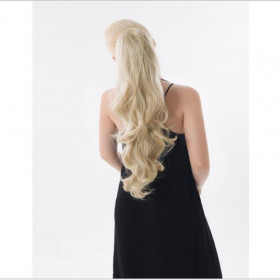 *613 Platinum bl nde, Wavy, Claw clip synthetic ponytail