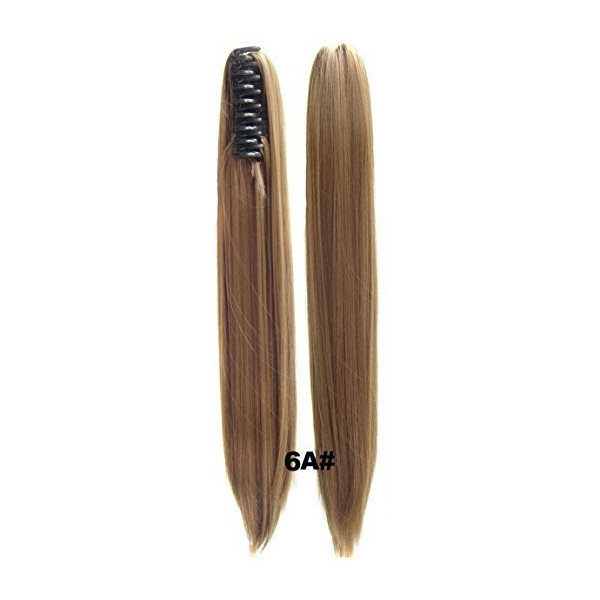 *6A Ash brown, Straight,  law clip synthetic ponytail