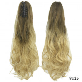 *8-25 Ash brown to  londe, Ombre, Body wave, Claw clip synthetic ponytail
