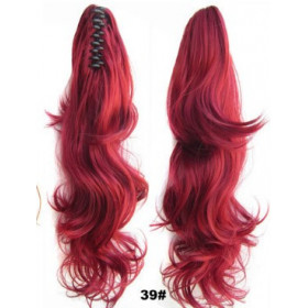 *39 Cherry red, Wavy, Claw clip synthetic ponytail