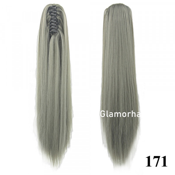 Grey blonde color 171 Straight, Claw clip synthetic ponytail