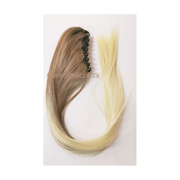 *12-613 Light- brown to blonde  mbre, Straight, Claw clip synthetic ponytail
