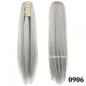 Silver blonde, Straight, Claw clip synthetic ponytail (9060)