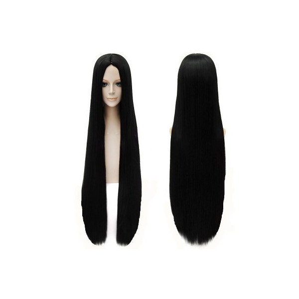 Jet black mid parting straigh  cosplay wig (color1)
