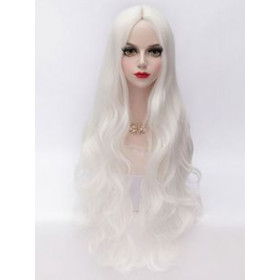 Silver white m d parting wavy cosplay wig (1001)