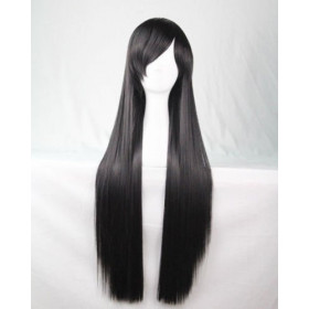 *1 Jet black, long fringe straight cosplay wig (PL099-18)