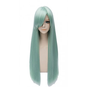 Minty blue long fringe straight cosplay wig (28c)