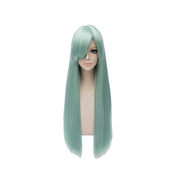 Minty blue long fringe straight cosplay wig (28c)