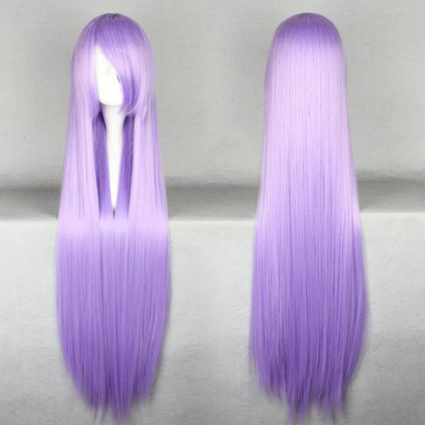 Lilac long fringe straight cosplay wig 100cm
