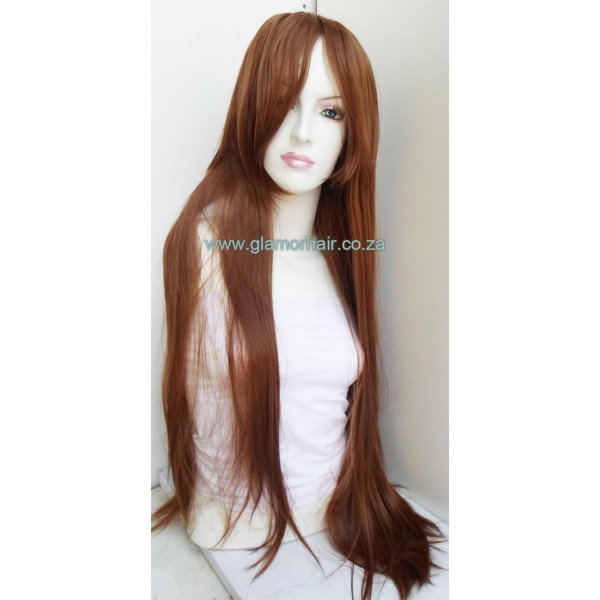 Chestnut brown long fringe straight cosplay wig (030)