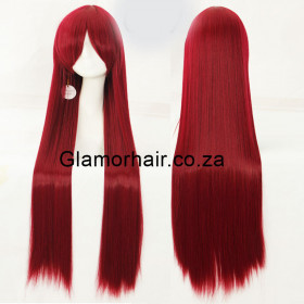 Cherry red long fringe straight cosplay wig (079)