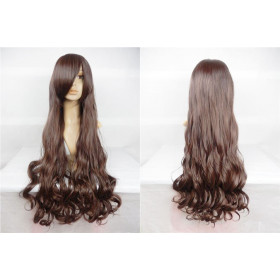 Chocolate brown long fringe wavy cosplay wig (color4)
