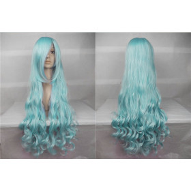 Minty blue long fringe wavy cosplay wig (28c)