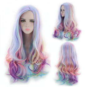 Ice-cream color cosplay wig- mid parting
