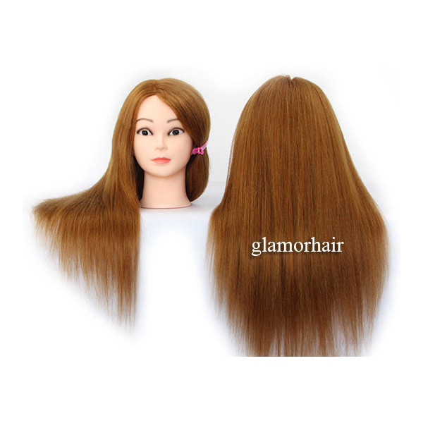Human hair-synthetic blend practice mannequin head -color: Golden/strawberry blonde