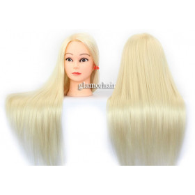 Human hair-synthetic blend practice mannequin head -color: white blonde
