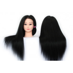 Human hair-synthetic blend practice mannequin head -color: Black