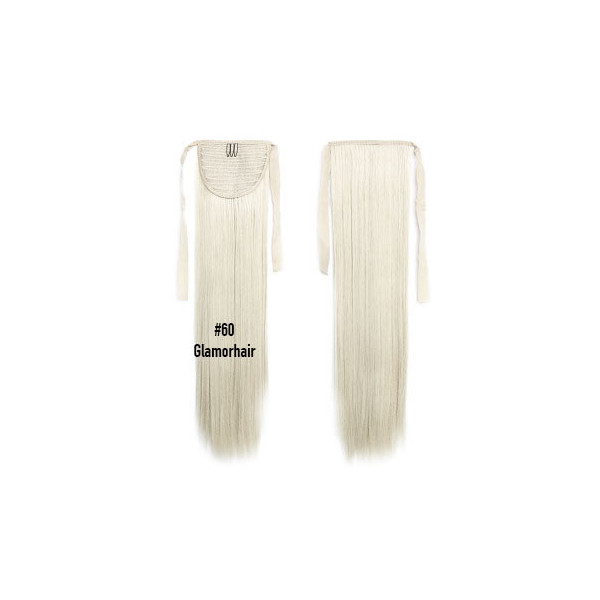 *60 White blonde tie on straight ponytail 55cm by ProExtend