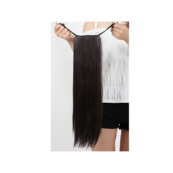 *2B (1B)Black brown colour, tie on straight ponytail 55cm by ProExtend