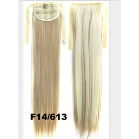 *F14-613 Ash mix blond , tie on straight ponytail 55cm by ProExtend
