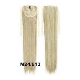 *M24-613 Ash medium blonde mix , tie on straight ponytail 55cm by ProExtend