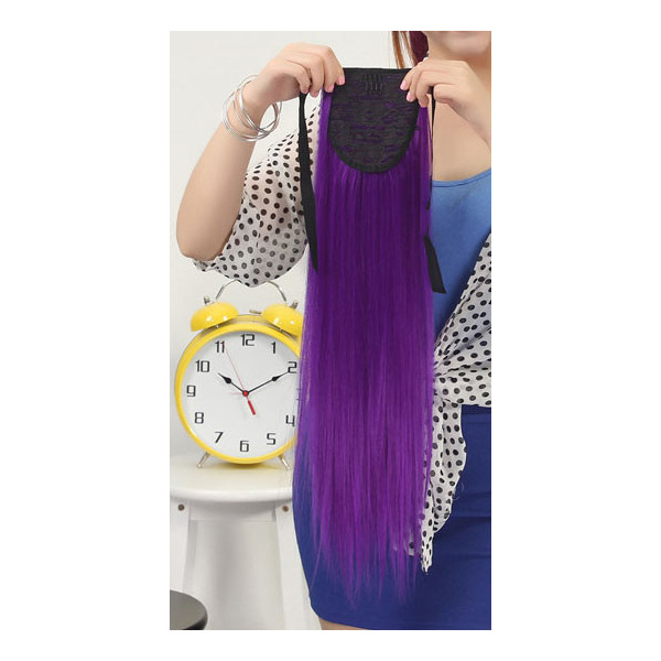 *FP20 Purple, tie on straight ponytail 55cm by ProExtend