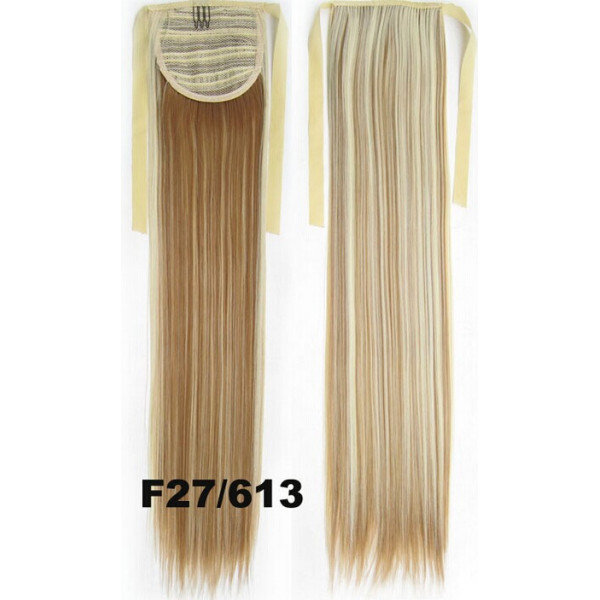 *H27-613 Strawberry blonde mix blond, tie on straight ponytail 55cm by ProExtend