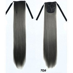 *70 Dark grey, tie on straight ponytail 55cm by ProExtend